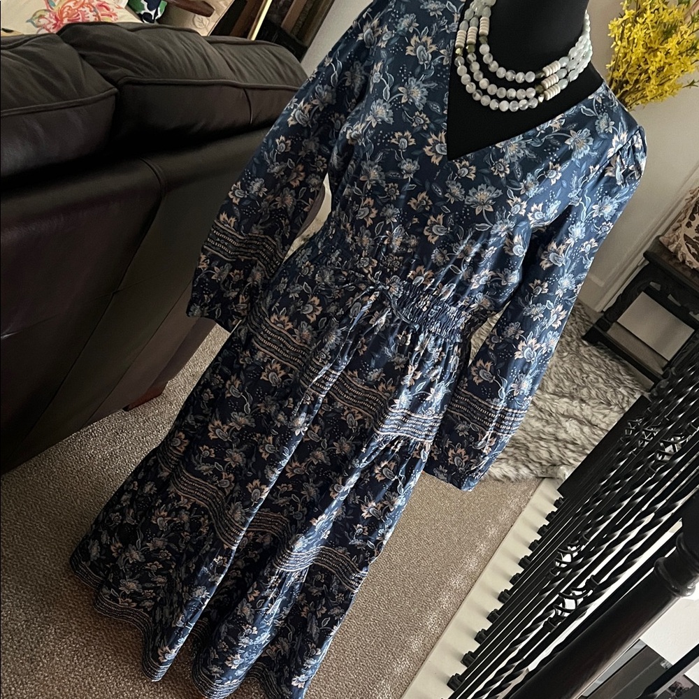 Elegant Blue Floral Dress by Ann Taylor LOFT